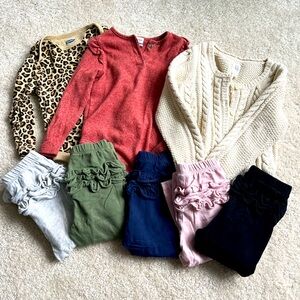 12-18 Month Fall Bundle - Baby Girl Pants/Long Sleeve/Sweater